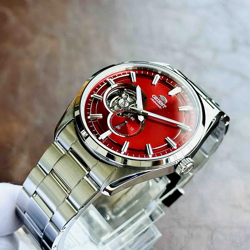 Orient Semi-skeleton Open Heart Red Dial Men's Watch- RA-AR0010R